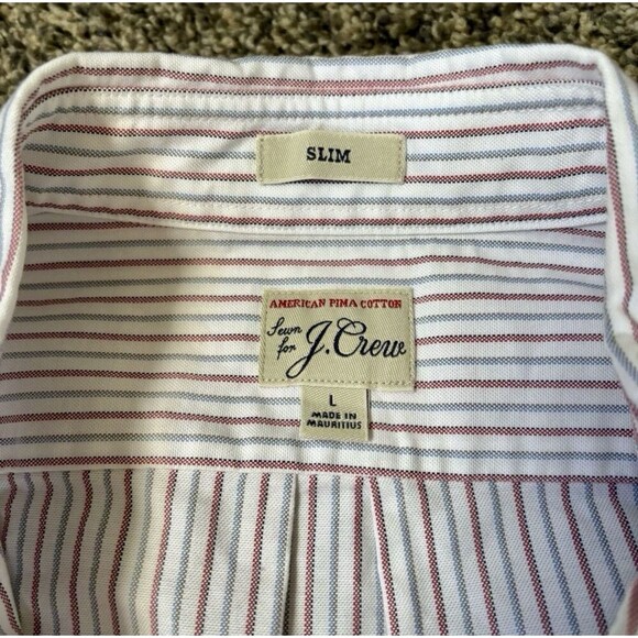 J. Crew Men’s White/red/blue Slim Fit Striped Button Down Size Large. - Picture 5 of 5
